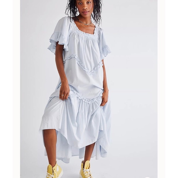 Free People Dresses & Skirts - Free People Harriet Midi Dress Blue